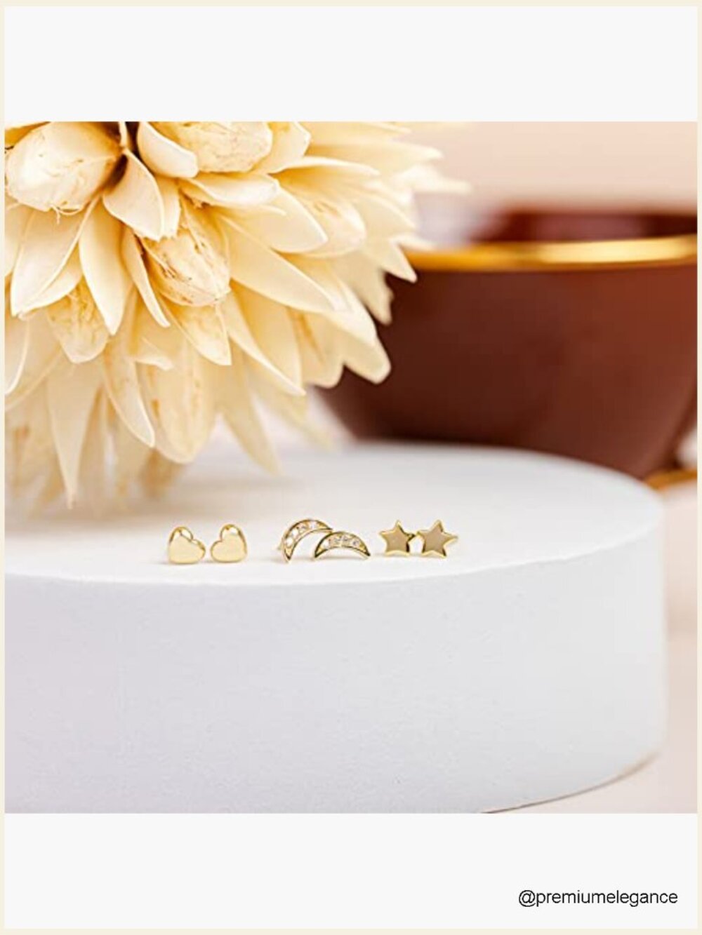 14K Gold Plated Sterling Silver Stud Earrings - Star, Triangle, Heart, Cat - Picture 3 of 7